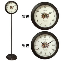 [∂LL7] GB6053 무소음 양면 스탠드시계 월넛 장미 메탈 인테리어 예쁜 장식 거실 스탠딩 가정용 무시계 형시계_h§eEA, §본상품§e