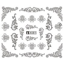 물전사지 포스기용지 포스용지 카드단말기용지 상장만들기별네일 스티커 아트 물 전송 흑백 패턴 장식 손톱, 25 A581