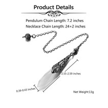 VadiForest 천연 흑요석 다우징 펜듈럼 레이키 육각형 힐링 크리스탈 스.. 정품보장, Purple - Amethyst, 1개