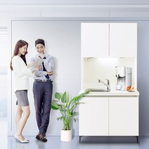 모듈형 앵커 1000 이동식 싱크대+상부장 세트, 바이컬화이트, 메이플