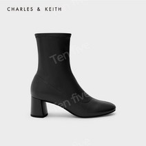 CHARLES&KEITH 가을 겨울 여성 신발 CK1-90280035-1 숙녀 복고풍 퀼트 두꺼운 하이힐 숏 부츠
