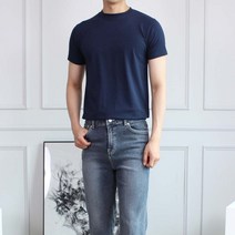 세컨에디션 남자 여름 반팔티 면모달 스판 머슬핏
