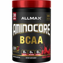 ALLMAX Nutrition AMINOCORE BCAA 파우더 아미노산 8.18g 운동 중 후 회복 음료 과일 펀치 315g, Fruit Punch, 11.11 Ounce (Pack of 1)
