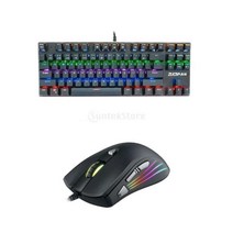 THE WAROOM SHOP 게임용 키보드 및 마우스 콤보 7 버튼 인체 공학적 광학 게임 마우스 Windows PC 용 RGB 백라이트 프로 게이머, 35 x 12.3 x 3.5cm, 금속, 빨간색 스위치 혼합 색상