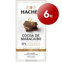 Hachez 하세스 독일 직배송 카카오 마라카이보 오렌지 크로칸트 초콜릿 바 100g Cocoa Maracaibo Orange Krokant schokolade, 6팩