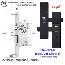 지문인식 도어락 Sync 스마트 RAYKUBE-Wifi 전자 도어 잠금 장치 Tuya 앱 원격/생체 인식 지문/스마트 카드, 협력사, 22x190 5050R