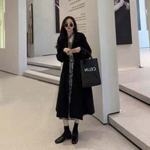 여성 봄 체크 헤링본 크롭 울 가죽 자켓 카키 트렌치 코트 더블 로우 버튼 롱 작업 재킷