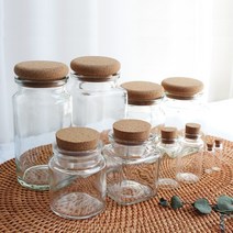 코르크 유리병 모음전/사각 원형 드라이플라워병 양념통 밀폐용기, 01. 원형 코르크 유리병(250ml)