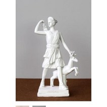 유럽 빈티지 감성 분위기 인테리어 소품 장식 시계 여신 사냥 문 아르테미스는 스타일의 복고풍 바 및 레스토랑 사진 공예 조각 동상을 조각했습니다., 다색, 높이 25cm