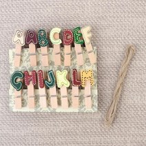 영문 14P 나무집게 노끈 사진걸이 폴라로이드 벽사진걸이