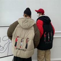감성 남성패성 캐릭터 커플룩 후드 점퍼 빵패딩