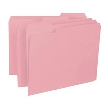 Smead 내부 파일 폴더 1/3컷 탭 레터 사이즈 마닐라 박스당 100개 (10230), Pink