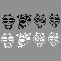 귀여운 다중이팬더 차량튜닝 스티커 주유구스티커, 블랙, 1개