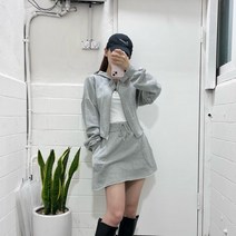 젬마 코튼 여성 (2Colors) 크롭 투웨이 후드집업 미니 스커트