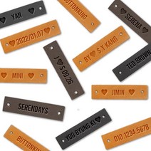 [동대문패션포인트] DIY 영문 이니셜 천연가죽 주문제작 핸드메이드라벨, BR(20개)+BK(10개)
