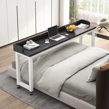 대형 이동식 침대 테이블 책상 노트북 좌식, 170x60x80내경156블랙프레임+오크보드