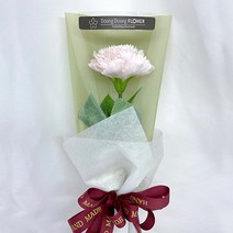 둥둥플라워 비누꽃 한송이 꽃다발 카네이션 어버이날 스승의날 핸드메이드 꽃선물, 연핑크 (미니사이즈)