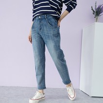 빅걸스토리 빅사이즈 여성 838_2 봄신상 스판 뒷밴딩 워싱 데일리 배기 청바지