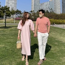 바스락원피스 커플 시밀러룩 제주도원피스 휴양지 만삭촬영 연핑크