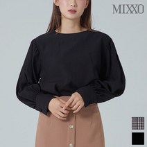 미쏘 라운드넥 체크 블라우스 MIWBL9V1QS