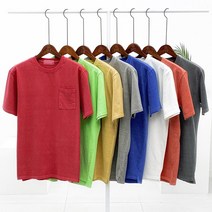 제이엘핏 남녀공용 오버핏 라운드 무지 포켓 피그먼트 반팔 티셔츠