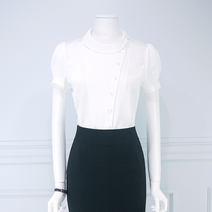 로즈블라우스/승무원면접복장/항공사면접블라우스/여성면접블라우스/쉬폰브라우스/반팔블라우스/반팔유니폼블라우스/병원유니폼/호텔유니폼/유니폼상의/여성유니폼