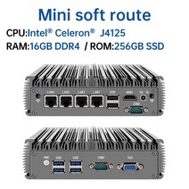 미니 PC YINGCHI 인텔 셀러론 J4125/N5105 팬리스 소프트 라우터 4x i226/i225 2.5G LAN HD 및 VGA 듀얼 포트 방화벽 기기 주식용 컴퓨터 호환, AU, 04 J4125 16G 256G SSD