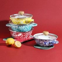 하코야 마블 법랑 양수 전골 냄비, 21cm, 그린