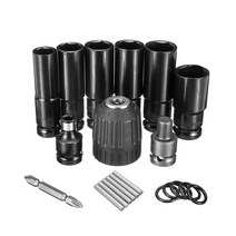 Drillpro 전기 충전 임팩트 렌치 육각 소켓 슬리브 아답터 어댑터 복스알 10p 세트, 1