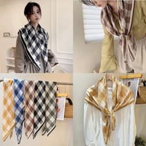 [앙상블] 네모 체크 면 스카프 사각형 머플러 목도리 가을 겨울 사은 행사 나염