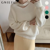 (귈림)[88까지] 솔리드 골지 트임 펄버튼 니트(GAFKN024P)