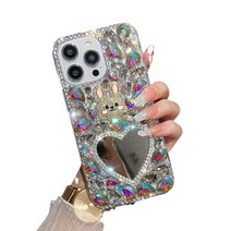 우꾸모 아이폰 7 8 플러스 X XS XR MAX 맥스 화려한 블링블링 토끼 큐빅 장식 미러 케이스 7+ 8+ iphone 핸드폰케이스 Z032-AC