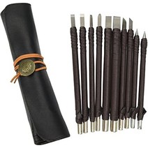 전각도 알전각 낙관 전각칼 철필 텅스텐 예리함이 좋다 수납 케이스 포함 가죽 그립 쉬운, 10개