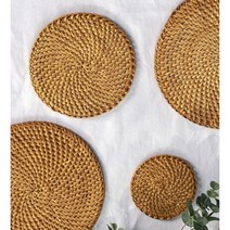 라탄 컵받침 냄비받침 해초 감성