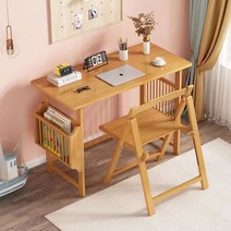 간이 원목책상 가정용 컴퓨터 우드 책상 재택근무 1인용 미니책상 공부방 책상, 월넛-80 책상 사이드 거치대