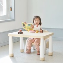 유아 아기 높이조절 책상의자 세트 2인용 테이블 의자 세트, 슈가베이지 세트 [책상 의자2]