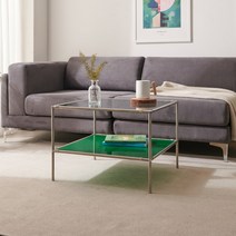 [(주)티에스퍼니처] 리프 모듈 거실 테이블 580, 선택:투명 / 2단:화이트