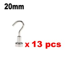 튼튼한 자석 후크 10mm 20mm 10-30 개 차고 주방 사무실 행잉 옷걸이 네오디뮴 자석 후크 정리, 20mm- 13 pcs