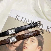 디어다린 테렌다 실버 스퀘어 사각 소가죽 여성 시계(2color)블랙 브라운