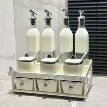 양념통세트 조미료 양념통 선반 Shuben 보관 상자 주방 항아리 병 세트 소금 설탕 홈 스토리지 랙, 2. 11입 밀크실버 사각 항아리 서랍모형 [밀크화이트