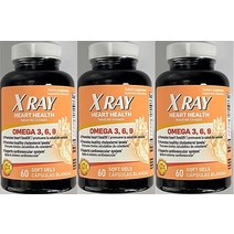 X Ray Heart Health 오메가 3 6 9 식이 보충제 소프트 젤 60개 - 3개 팩