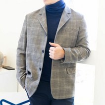 하운드체크 남자 오버핏 정장 캐주얼 3버튼 체크 싱글 자켓 BL01