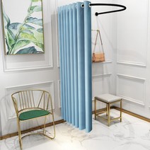 피팅룸 벽고정형 U자형 간이 임시 탈의실 의상 매장, 꽃 핑크