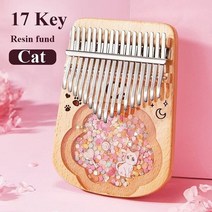 17 21 키 나무 kalimba 엄지 피아노 벚꽃 u 자형 손가락 엄지 어린이를위한 악기 선물 audlt music lover, 17 고양이