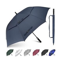 54/62/68 인치 초대형 골프 우산 방풍 방수 이중 캐노피가 있는 자동 개방형 여행 비 우산, Navy, 62 inch