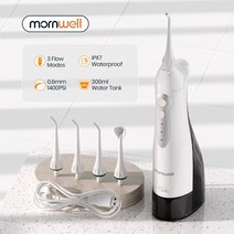 구강세정기 휴대용 치실 물치실 치아세정기 치간, 블랙 가방포함
