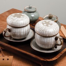 분청 점문꽃 (손) 1인 다기 세트 (부부) 거름망 포함 녹차 보이차