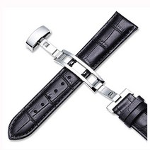 버튼형 가죽시계줄 시계밴드 가죽+스틸밴드 편한착용, 브라운_20mm