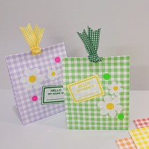 체크 페이퍼백 어린이집 생일 답례품 셀프 포장 각대 구디백, 퍼플(1p)