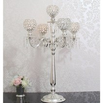 ms소품세상 비즈볼 캔들 76cm 5구 웨딩촛대 꽃길촛대 센터피스 4332, 실버